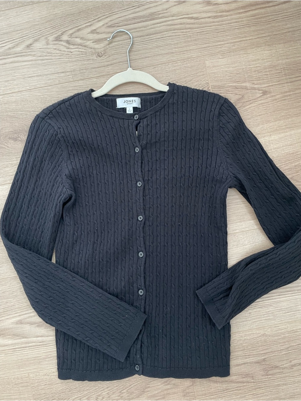 Vintage Jones New York Black Cable Knit Button-Front Cardigan
